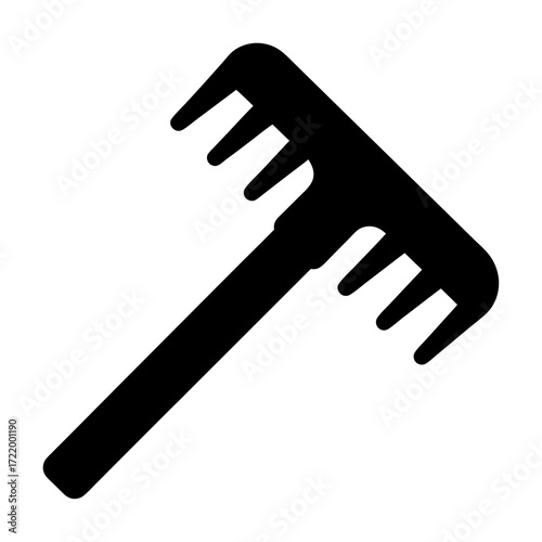 Find black rake vector image for gardening leaf cleanup lawn care and yard work equipment illustration tool
