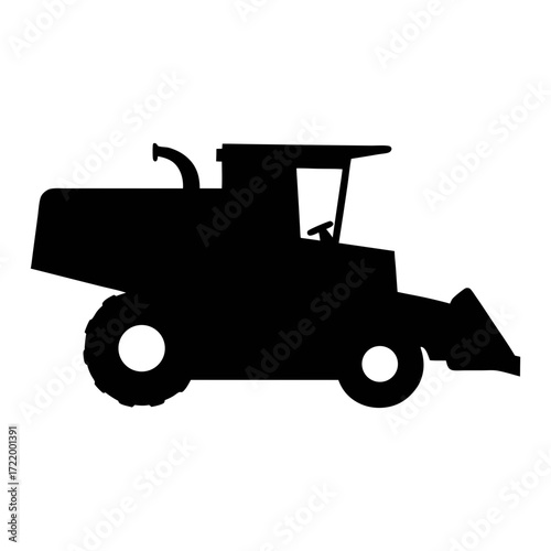 Find the best combine harvester silhouette vector image for agricultural harvesting equipment needs today
