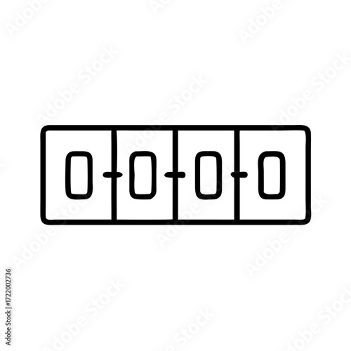 Counter display with four digits showing zeros in minimalist style  