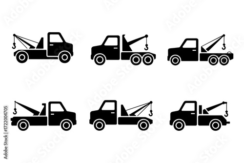 Tow truck vehicle transportation car silhouette