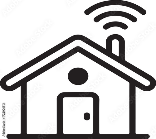 Smart home technology icon representing wireless connectivity and automated systems innovation
