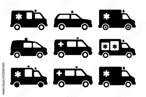  Emergency medical vehicles transport silhouette