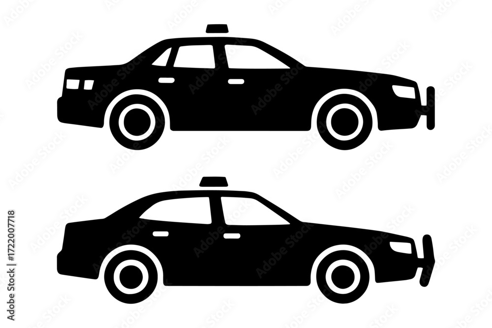 Fototapeta premium Taxi cab transport vehicle silhouette