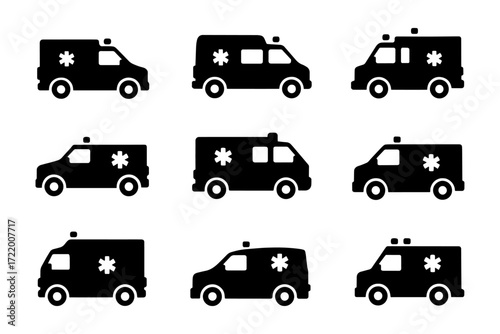  collection of ambulance emergency vehicle silhouette