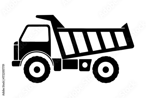 Black silhouette of  heavy duty dump truck