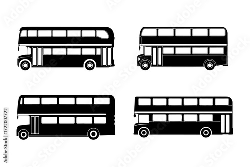 double-decker bus transport vehicle silhouette