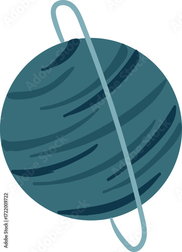 vector art of gaseous blue planet and blue planetary ring