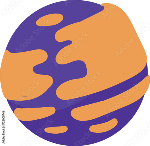 vector art of purple gaseous planet with dense orange atmosphere