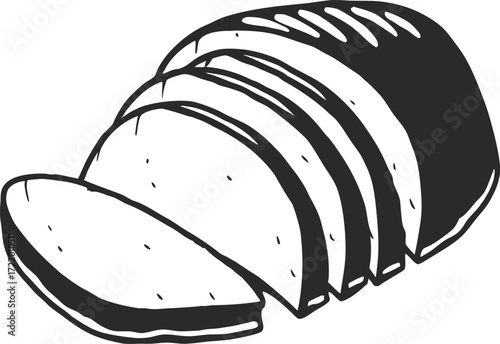 Sliced bread loaf outline simple food design graphic element isolated on transparent background