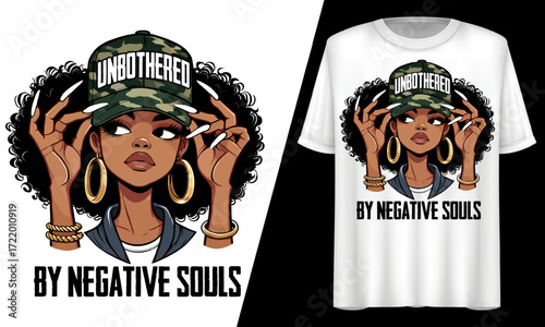 Unbothered Sassy African Black Queen, T-Shirt Design.