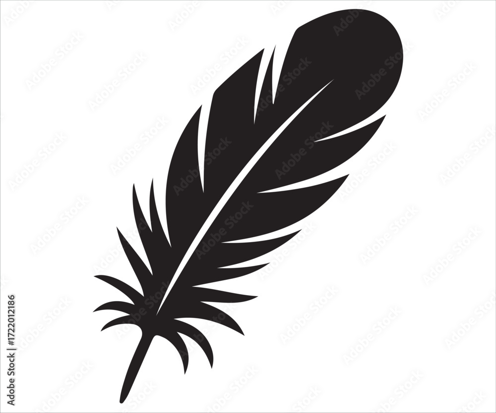 Obraz premium Feather silhouette vector illustration isolated on white background