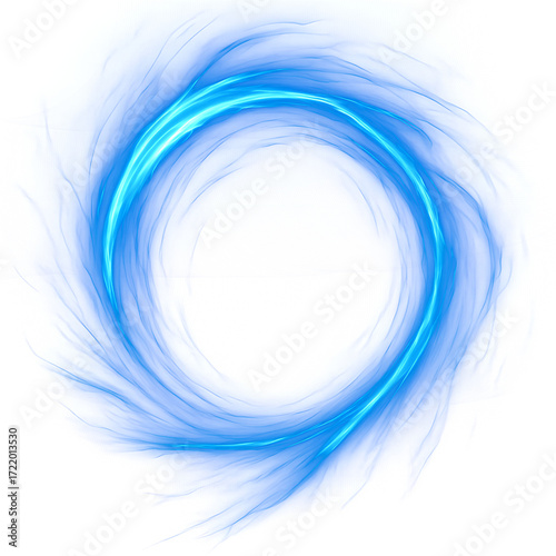 Abstract glowing blue energy ring isolated on transparent background