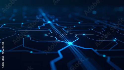 Abstract Blue Digital Circuit Board Technology