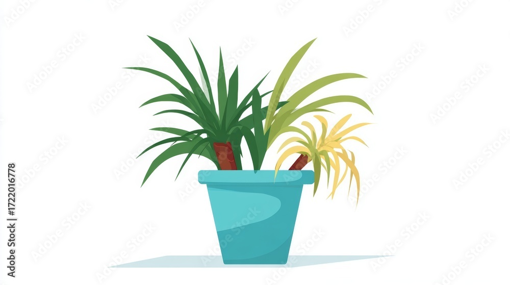 Obraz premium A vibrant green potted houseplant, like a succulent or herb, adds a touch of natural indoor decoration