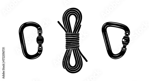 Outdoor Climbing Gear Carabiners and Rope for Adventure Sports and Safety Equipment