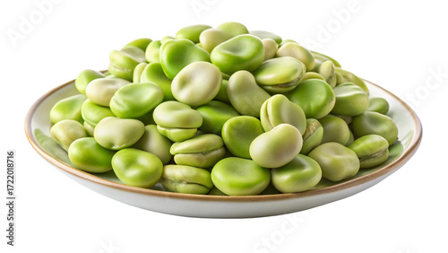 Wallpaper Mural A white ceramic bowl overflowing with fresh green fava beans isolated on transparent background Torontodigital.ca