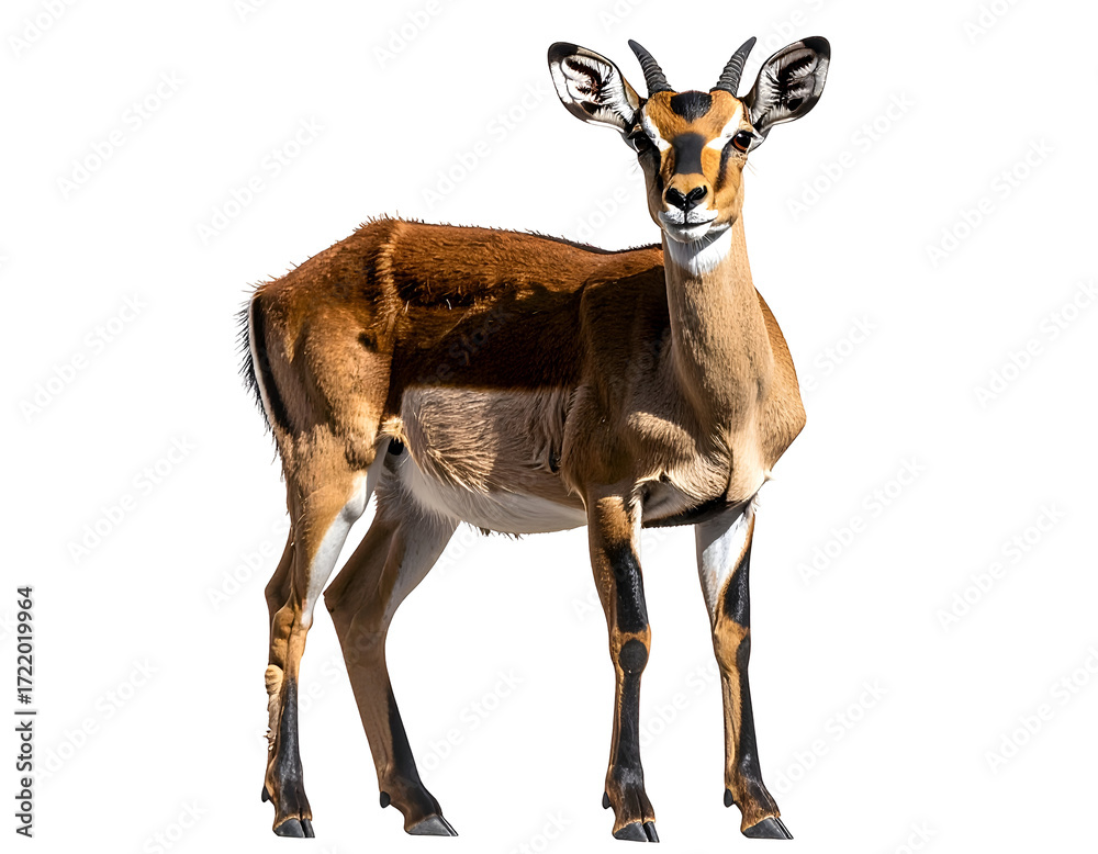 Naklejka premium A graceful antelope stands elegantly, showcasing its striking features and natural beauty in a serene pose.