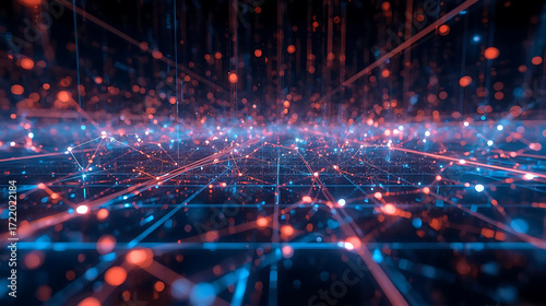 Abstract technology glowing with symmetrical light patterns on a digital cyberspace backdrop