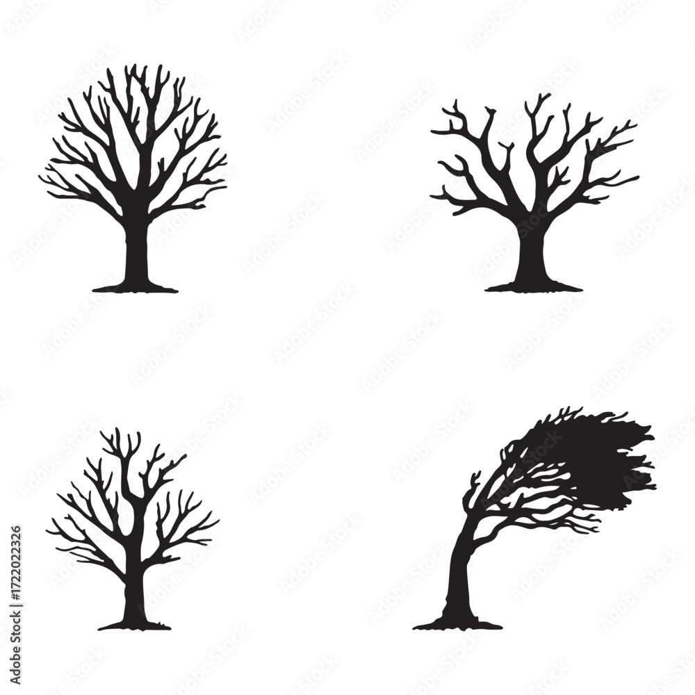 Fototapeta premium Collection of Tree Silhouettes – Nature Vector Set