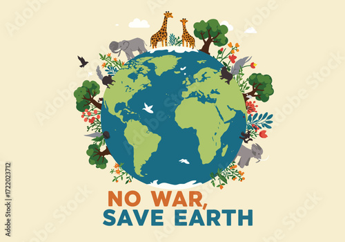 Global harmony a peaceful planet with diverse wildlife and nature