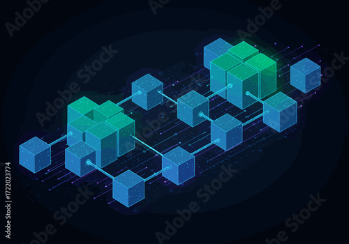 Secure Digital Chain of Blocks Technology Illustration