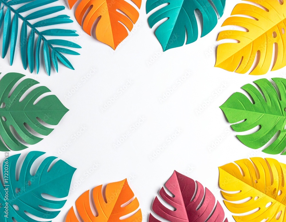 custom made wallpaper toronto digitalCreative layout made of colorful tropical leaves on white background. Minimal summer composition. Exotic concept with copy space