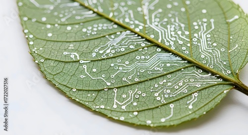 Abstract Botanical Texture Resembling Digital Circuit Board