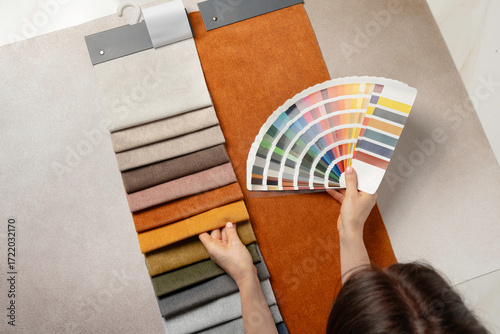 Canvastavla Fabric samples and color palette for custom furniture design, textile swatches for upholstery, interior decoration and creative material selection