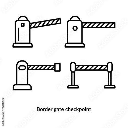 Barrier gate icons with striped arms checkpoint access control