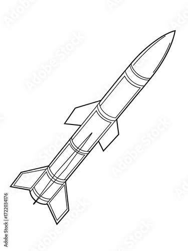 Simple outline drawing of a classic rocket ship