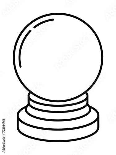 Simple line drawing of a crystal ball on a stand