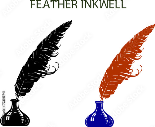 Classic Feather Quill Inkwell Set
