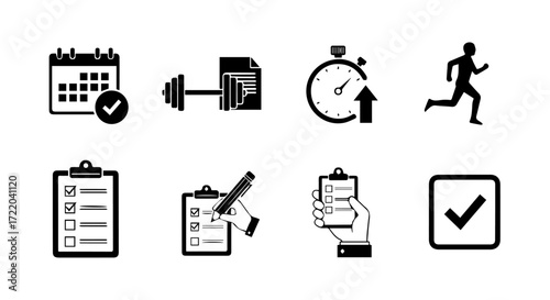 Fitness Planner Icons Schedule, Track, Achieve Your Goals