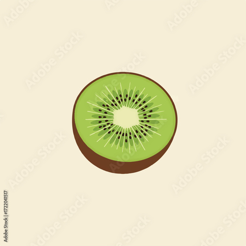 Slice of kiwi fruit with visible seeds and flesh