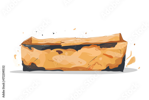 Big burnt paper box paper isolated