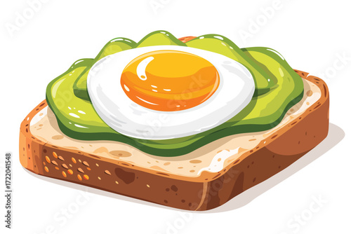 bread with avocado and egg creamed isolated