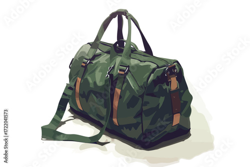 fabric travel bag with straps man isolated