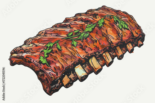 grilled pork ribs grilling isolated