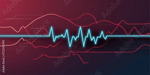 Medical healthcare background of an EKG graph line showing a heartbeat pulse on a green monitor