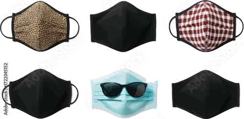 Collection of various face masks, offering protection and style during health concerns and fashion trends