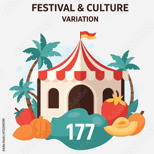 Colorful festival and culture variation illustration with vibrant food elements