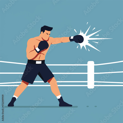 Boxer throwing a punch in a boxing ring