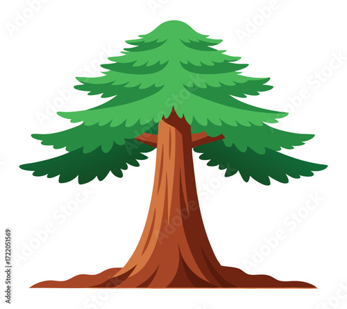 Redwoods Vector Artwork Isolated on White
