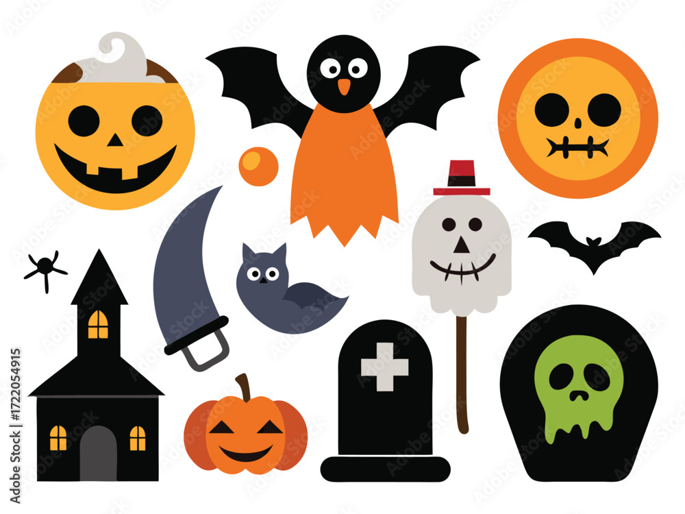 Fototapeta premium Decorative Halloween Sticker Pack for Kids and Party