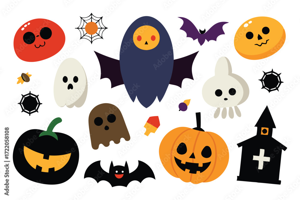 Naklejka premium Creepy Halloween Vector Stickers Collection