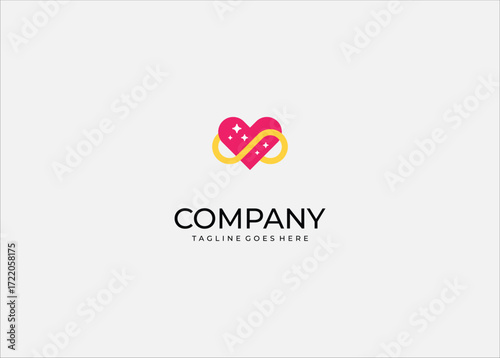 Heart with infinity loop and sparkles symbolizing eternal love romance magic devotion commitment relationship passion unity everlasting bond emotional connection happiness.