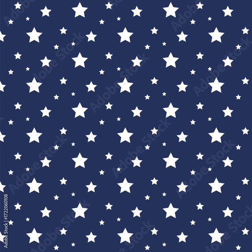 Cute blue white stars seamless pattern design