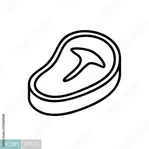 T-bone Steak Vector Outline Icon Design