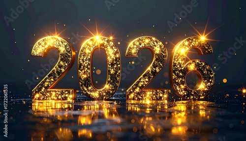 Happy new year 2026 neon sign glow illustration