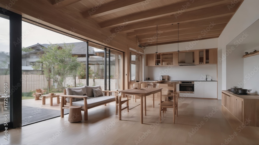 Obraz premium Serene Japanese Garden with Traditional Elements and Tranquil Atmosphere